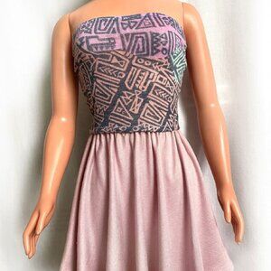 Pink mini skirt & multicolor top set for My Size Barbie Doll 36". Rayon blend